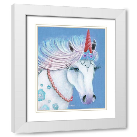 Unicorn I White Modern Wood Framed Art Print with Double Matting by Tava Studios