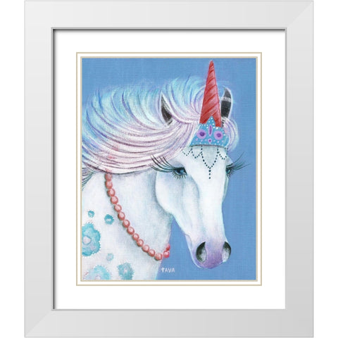 Unicorn I White Modern Wood Framed Art Print with Double Matting by Tava Studios