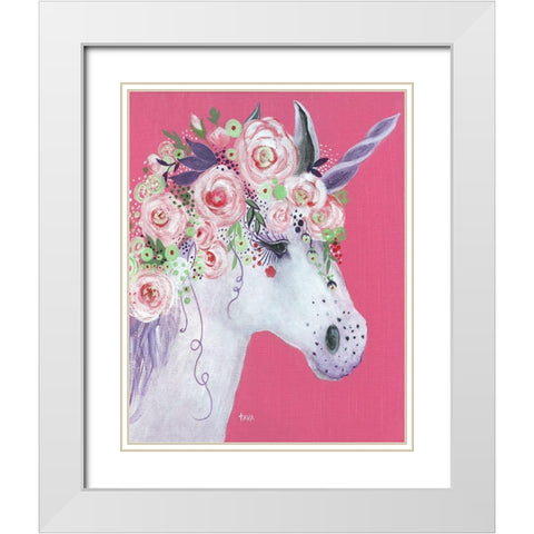 Unicorn II White Modern Wood Framed Art Print with Double Matting by Tava Studios
