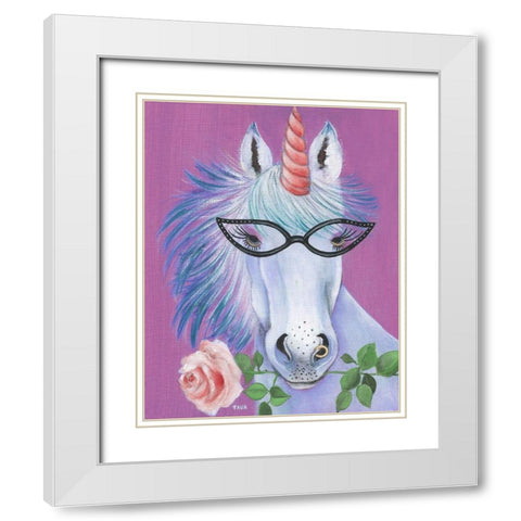 Unicorn III White Modern Wood Framed Art Print with Double Matting by Tava Studios
