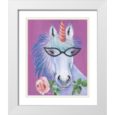 Unicorn III White Modern Wood Framed Art Print with Double Matting by Tava Studios