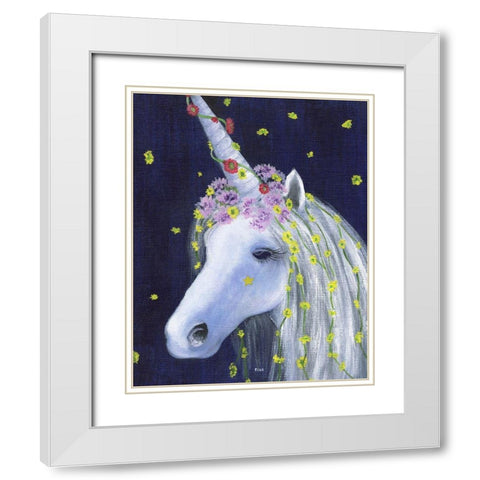 Unicorn IV White Modern Wood Framed Art Print with Double Matting by Tava Studios