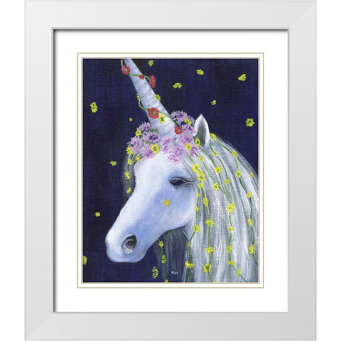 Unicorn IV White Modern Wood Framed Art Print with Double Matting by Tava Studios