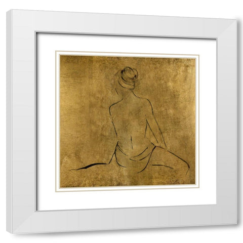Golden Bather II White Modern Wood Framed Art Print with Double Matting by Swatland, Sally