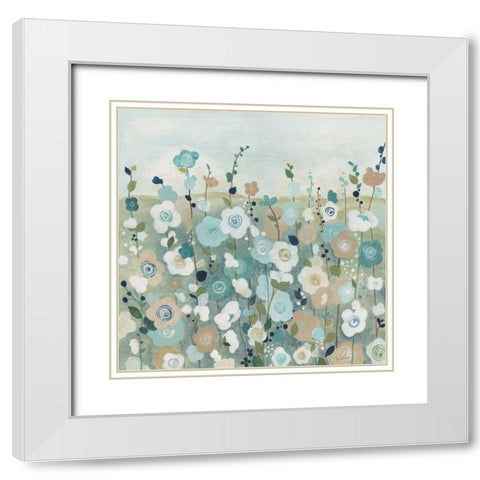 Whimsy Garden White Modern Wood Framed Art Print with Double Matting by Tava Studios