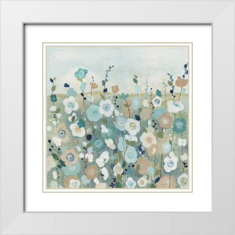Whimsy Garden White Modern Wood Framed Art Print with Double Matting by Tava Studios