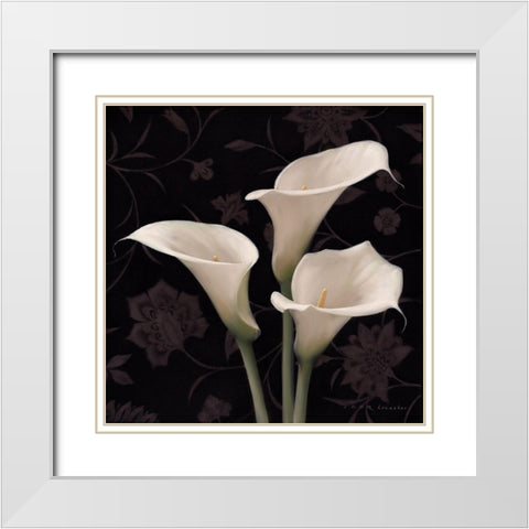 Calla Elegante White Modern Wood Framed Art Print with Double Matting by Levashov, Igor