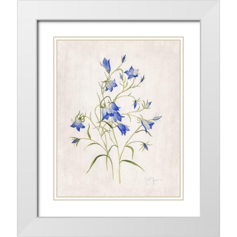 Blue Botanical I White Modern Wood Framed Art Print with Double Matting by Tava Studios