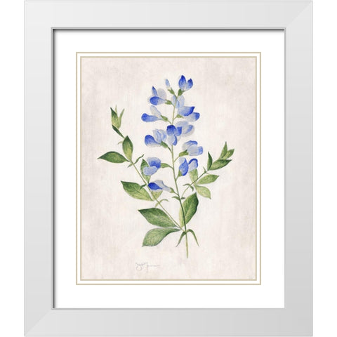Blue Botanical II White Modern Wood Framed Art Print with Double Matting by Tava Studios