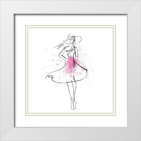 Whimsy Girl I White Modern Wood Framed Art Print with Double Matting by Knutsen, Conrad