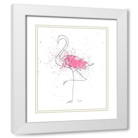 Flamingo Splash II White Modern Wood Framed Art Print with Double Matting by Tava Studios