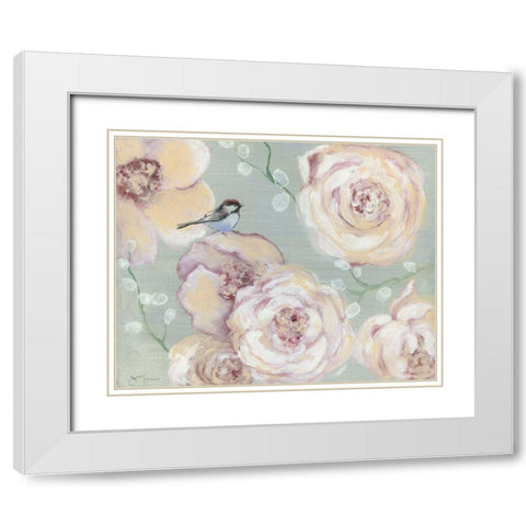 Blush Melody White Modern Wood Framed Art Print with Double Matting by Tava Studios