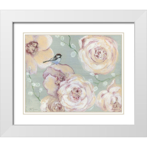 Blush Melody White Modern Wood Framed Art Print with Double Matting by Tava Studios