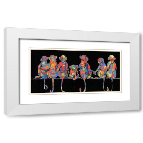 Fun Monkeys White Modern Wood Framed Art Print with Double Matting by Brooks, Donna