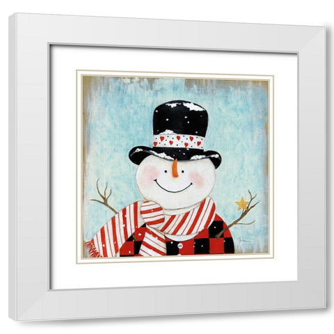 Dapper Snowman I White Modern Wood Framed Art Print with Double Matting by Tava Studios