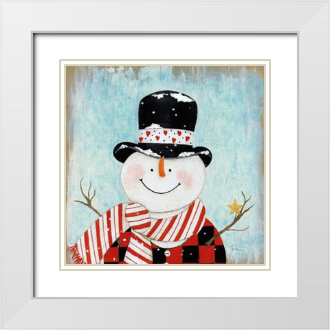 Dapper Snowman I White Modern Wood Framed Art Print with Double Matting by Tava Studios