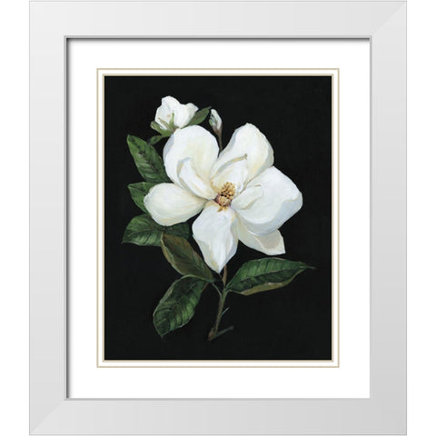Midnight Magnolia White Modern Wood Framed Art Print with Double Matting by Swatland, Sally