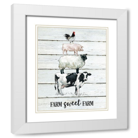 Farm Sweet Farm White Modern Wood Framed Art Print with Double Matting by Robinson, Carol