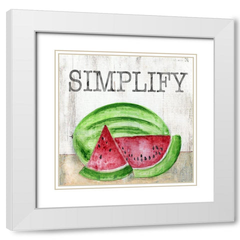 Watermelon Simplify White Modern Wood Framed Art Print with Double Matting by Tava Studios