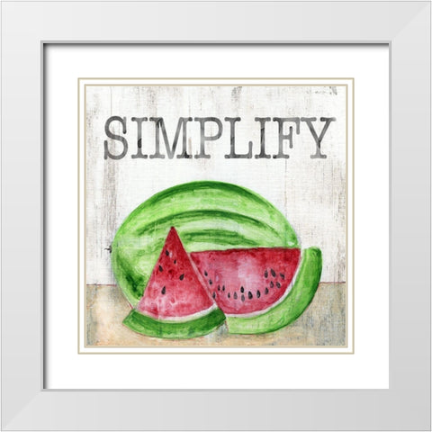 Watermelon Simplify White Modern Wood Framed Art Print with Double Matting by Tava Studios