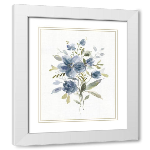 Linen Botanical Navy II White Modern Wood Framed Art Print with Double Matting by Robinson, Carol