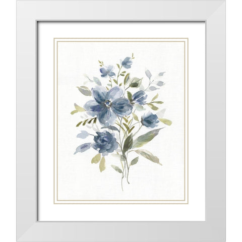 Linen Botanical Navy II White Modern Wood Framed Art Print with Double Matting by Robinson, Carol