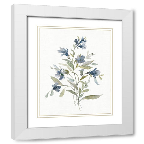 Linen Botanical Navy III White Modern Wood Framed Art Print with Double Matting by Robinson, Carol