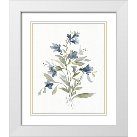 Linen Botanical Navy III White Modern Wood Framed Art Print with Double Matting by Robinson, Carol