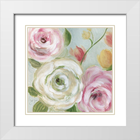 Rose Garden White Modern Wood Framed Art Print with Double Matting by Tava Studios