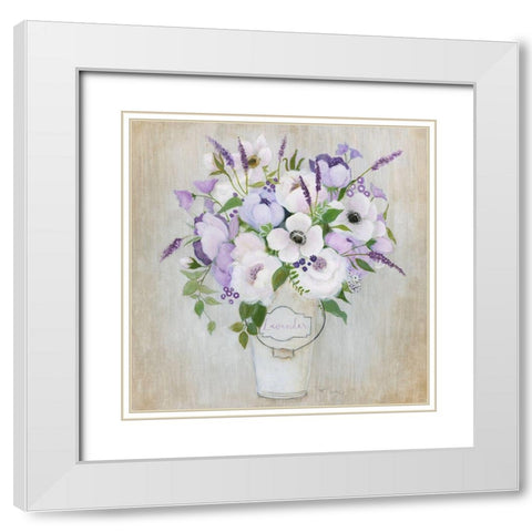 Lovely Lavender White Modern Wood Framed Art Print with Double Matting by Tava Studios