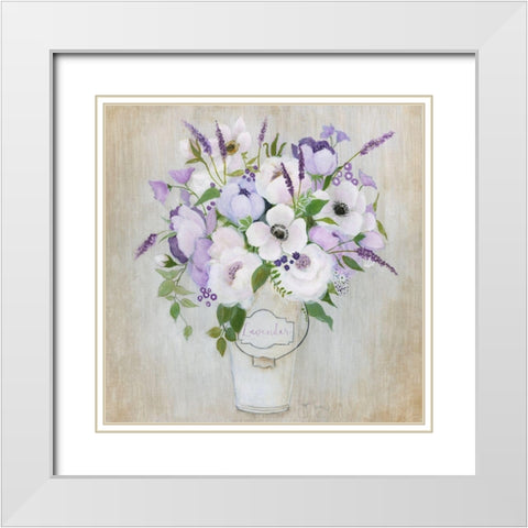 Lovely Lavender White Modern Wood Framed Art Print with Double Matting by Tava Studios