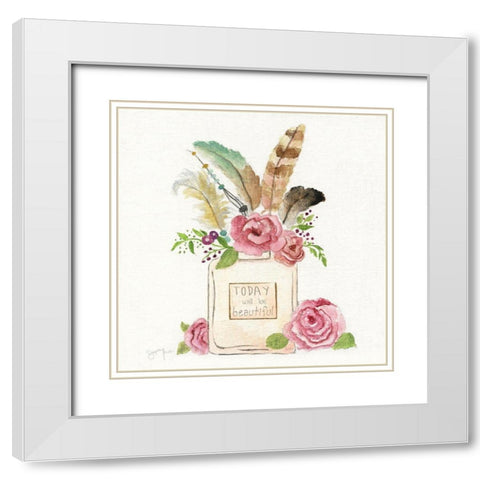 Boho Bouquet I White Modern Wood Framed Art Print with Double Matting by Tava Studios