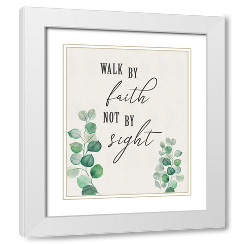 Walk By Faith White Modern Wood Framed Art Print with Double Matting by Tava Studios