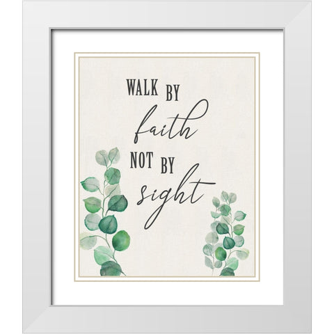 Walk By Faith White Modern Wood Framed Art Print with Double Matting by Tava Studios