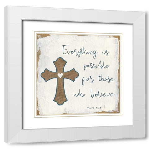 Everything is Possible White Modern Wood Framed Art Print with Double Matting by Tava Studios