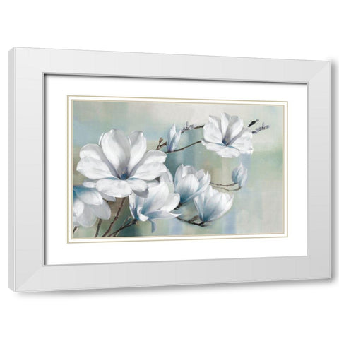 Spring Magnolias White Modern Wood Framed Art Print with Double Matting by Daniels, Rogier