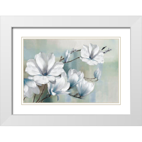 Spring Magnolias White Modern Wood Framed Art Print with Double Matting by Daniels, Rogier