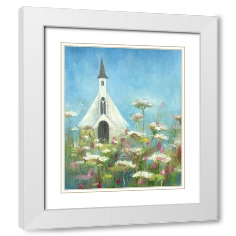 Country Church I White Modern Wood Framed Art Print with Double Matting by Tava Studios