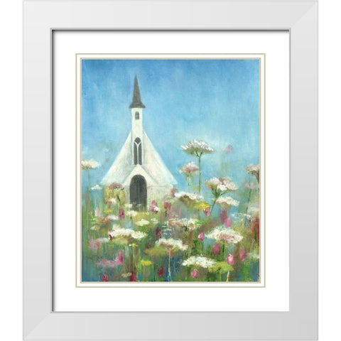 Country Church I White Modern Wood Framed Art Print with Double Matting by Tava Studios