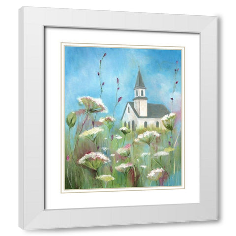 Country Church II White Modern Wood Framed Art Print with Double Matting by Tava Studios