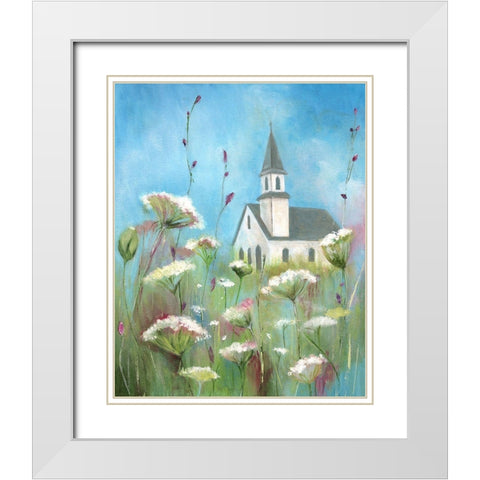 Country Church II White Modern Wood Framed Art Print with Double Matting by Tava Studios