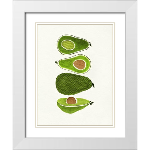 Avocados White Modern Wood Framed Art Print with Double Matting by Tava Studios