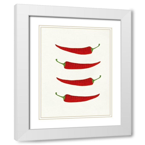 Hot Peppers White Modern Wood Framed Art Print with Double Matting by Tava Studios