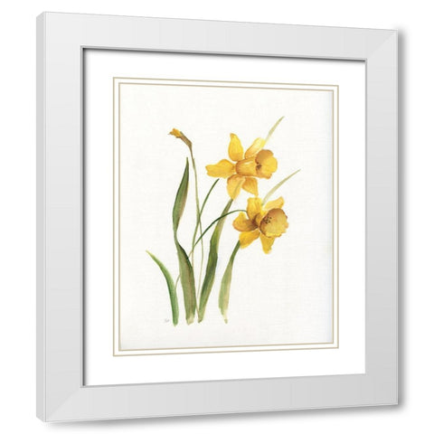 Ochre Botanical I White Modern Wood Framed Art Print with Double Matting by Nan