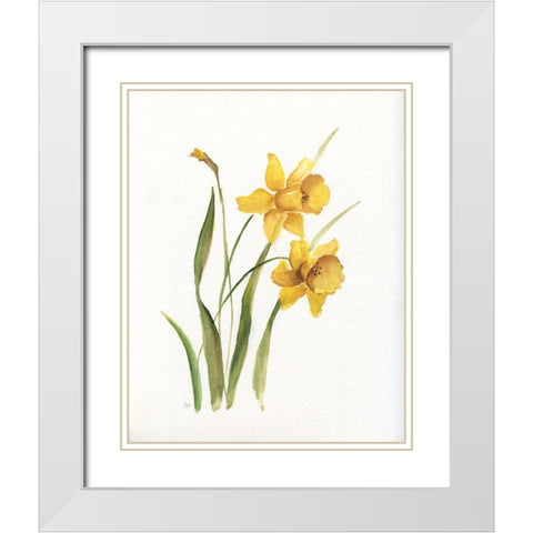 Ochre Botanical I White Modern Wood Framed Art Print with Double Matting by Nan