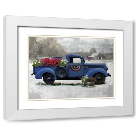 American Truck Blue White Modern Wood Framed Art Print with Double Matting by Nan