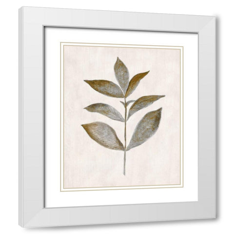 Bronze Leaf III White Modern Wood Framed Art Print with Double Matting by Tava Studios
