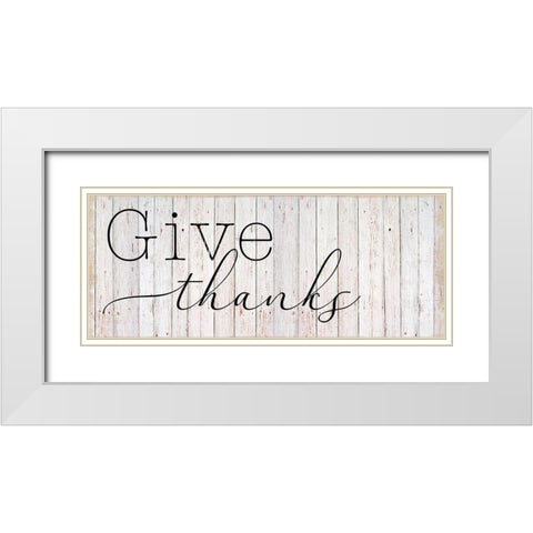 Give Thanks White Modern Wood Framed Art Print with Double Matting by Santiago, Daniela