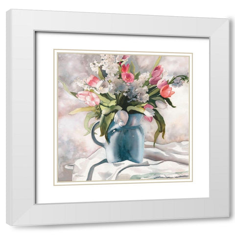Tender Tulips White Modern Wood Framed Art Print with Double Matting by Robinson, Carol