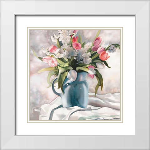 Tender Tulips White Modern Wood Framed Art Print with Double Matting by Robinson, Carol